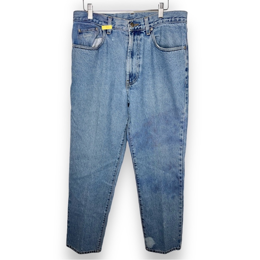 FACONNABLE Men's Medium Wash Blue Denim Relaxed Straight Loose Baggy Jeans, 34R